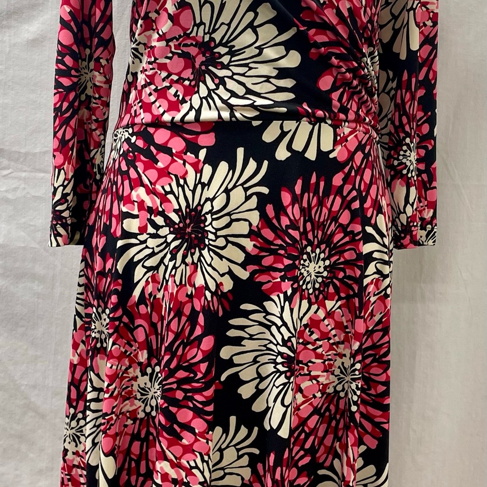 Ronni Nicole Vibrant Pink and Black Floral Dress
